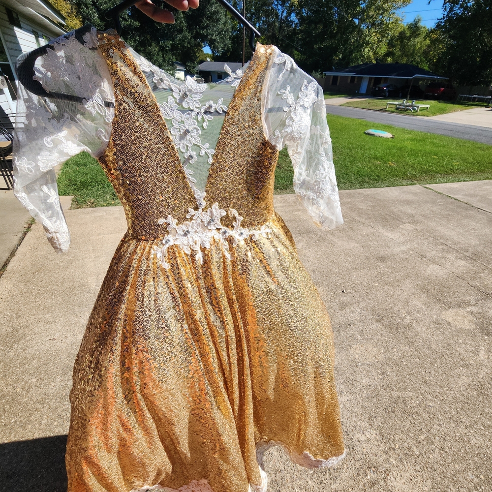 Gold and White Lace Dress